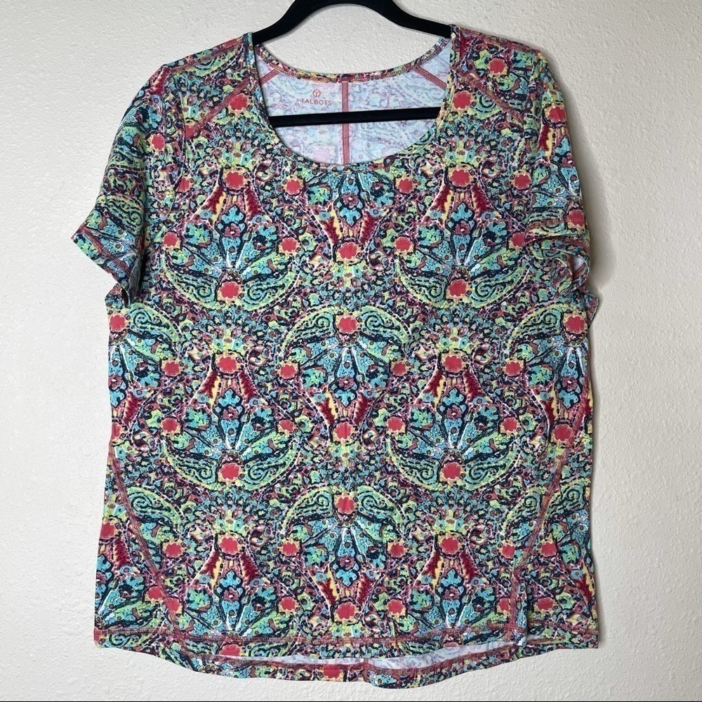 Talbots Paisley Short Sleeve Casual T Shirt